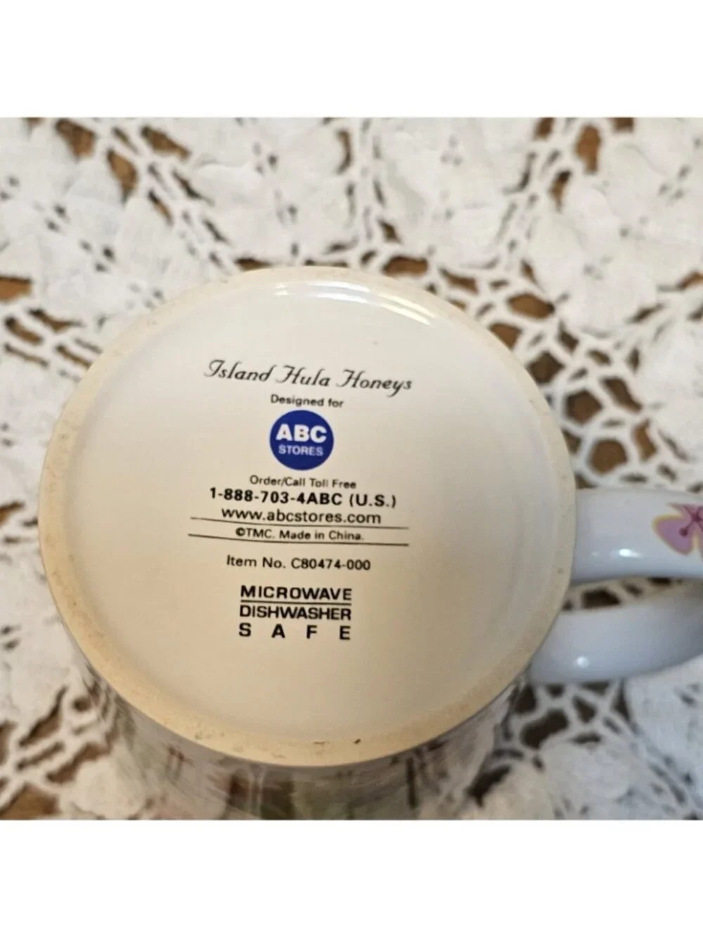 Island Hula Honeys Mug 12 oz White Coffee Cup Hawaiian Florals Hula Dancers Maui